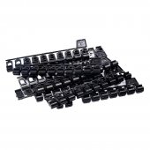 KS/DS/CKS/AS CARRIER “Klickable”, offset, constructed of UV-resistant plastic. 10 Carriers on a break-away strip. Can be klicked in after installation. black
